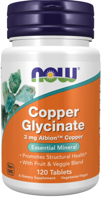 Медь хелатная Now Foods Copper Glycinate 3mg 120 таб Киев - изображение 4