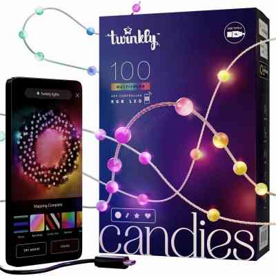 Гірлянда Twinkly mart LED, Strings USB 100 Pearl-shaped RGB LEDs, Green Wire, USB-C 6м (TWKP100RGB-G) Вінниця