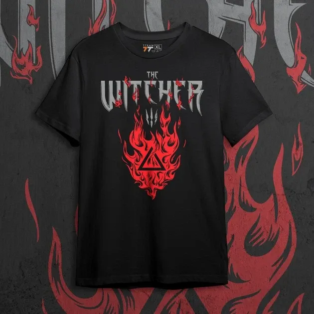 Футболка чоловіча з  принтом The Witcher Igni Розмір 48 Дніпро - фото 1