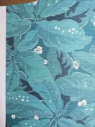 Шпалери флізелінові еко Casadeco Five o'clock 0.53х10 листя великі квіти зелені смарагдові на чорному Київ