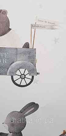 Шпалери флізелінові еко Rasch Kids World II 0.53х10 дитячі машини ретро тварин на білому Київ