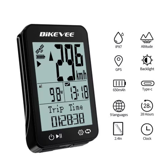 Велокомп'ютер GPS BKV-310 IPX7 LCD-2.4" підсвітка екрана (16 функцій) Київ - фото 3