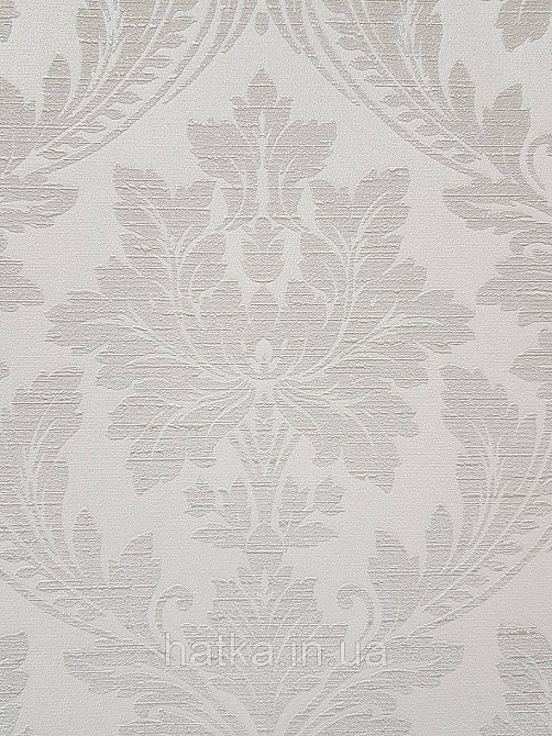 Шпалери вінілові на флізеліні Grandeco Time метрові структурні вензелю завитки бежеві на біло молочному Київ - фото 1