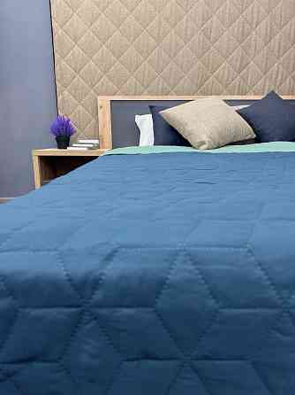 Покривало двостороннє Decorator Microfiber куб 210х215 см синій з блакитним (85-138) Київ