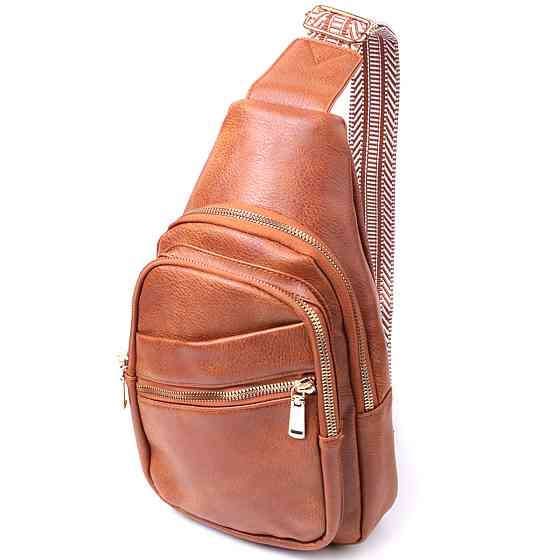 Практична жіноча сумка з однією лямкою через плече з екошкіри Рудий (Vintage) Київ