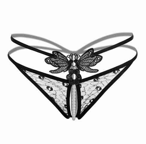 Трусики з бусинками та метеликами чорні - розмір універсальний (на резинці), 15% нейлон, 85% поліестер Київ