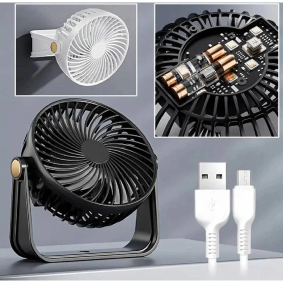 Вентилятор настільний з акумулятором USB 3 швидкості, зарядка від USB Одеса