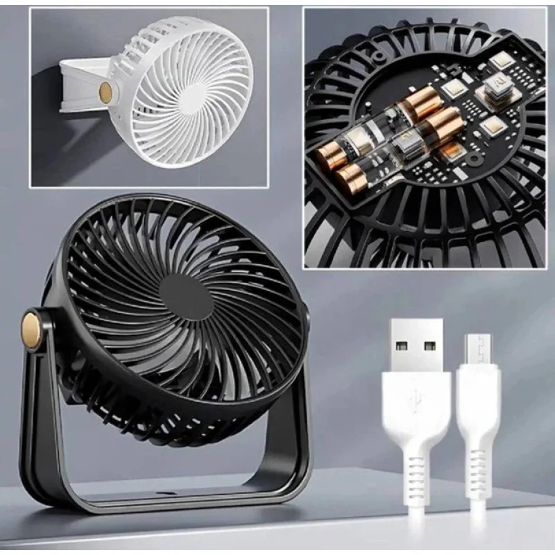 Вентилятор настільний з акумулятором USB 3 швидкості, зарядка від USB Одеса - фото 2