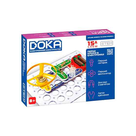 Електронний конструктор "Перші кроки в електроніці" DOKA D70709 набір А, 15 схем, світло Вінниця