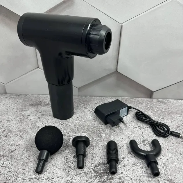 Масаж м'язовий Fascial Gun з 4 насадками чорний Одеса - фото 1