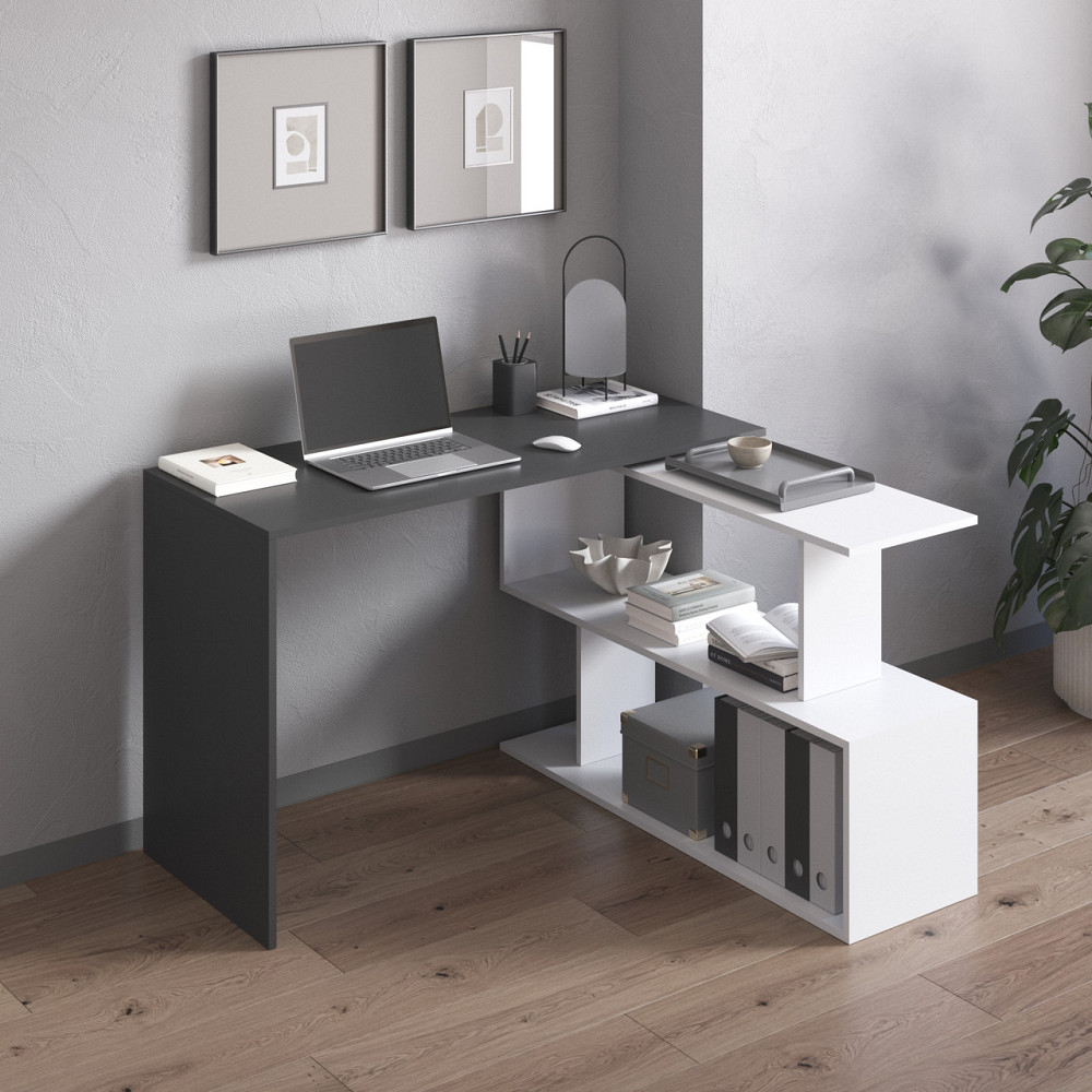 Cтол компьютерный VAYS поворотный письменный cтол трансформер M-41 Антрацит-Белый Львов - изображение 1