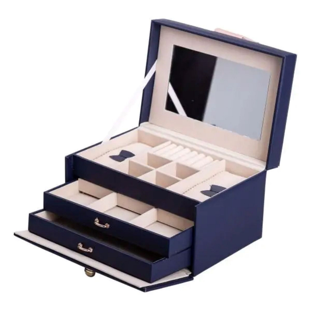 Yiwu Скринька для прикрас з еко шкіри 3 яруси з дзеркалом органайзер для ювелірних виробів HP-5 Коломыя - изображение 5