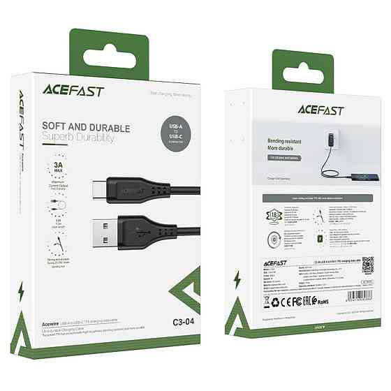 Кабель USB - Type-C ACEFAST C3-04 3A 1.2m TPE TPE разъемы цвет черный AFC3-04B Одесса