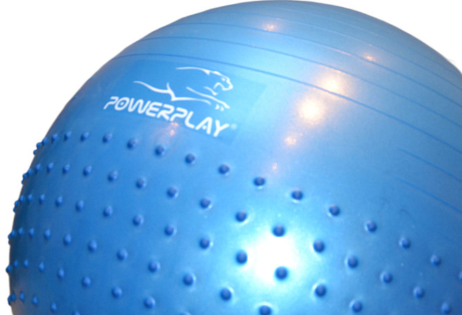 М'яч для фітнесу (фітбол) напівмасажний PowerPlay 4003 Ø65 cm Gymball Синій + помпа Кам'янське - фото 9