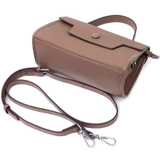 Женская сумка с геометрическим клапаном из натуральной кожи Коричневая (Vintage) Киев