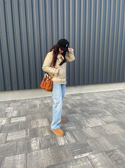 Стильная женская дублёнка Бежевый M Харьков - изображение 6