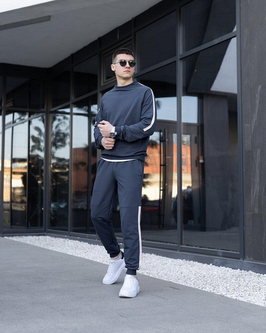 Демисезонный спортивный костюм Pobedov Black moon. Темно-серый спортивный костюм для мужчин Киев - изображение 1