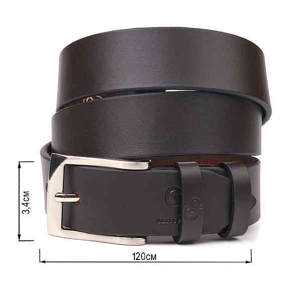 Стильный брючный мужской ремень из натуральной кожи Grande Pelle 21449 Коричневый Киев