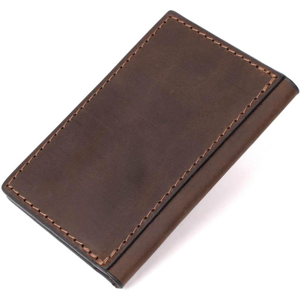 Маленький шкіряний картхолдер GRANDE PELLE 11503 Коричневий Київ - фото 2