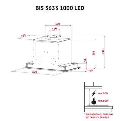Вытяжка кухонная Perfelli BIS 5633 I 1000 LED Винница