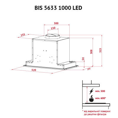 Витяжка кухонна Perfelli BIS 5633 I 1000 LED Вінниця - фото 5