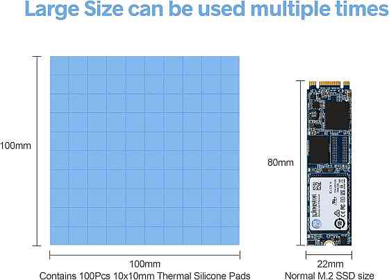 Силіконова термопрокладка 10x10 мм, набір 100 шт Київ