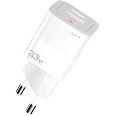 Зарядное устройство Essager 1xUSB + 1xUSB-C 33W GaN white (ECTCA-FZB02) Винница