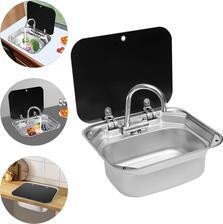 Раковина  Zestaw umywalkowy Caravan, stal nierdzewna, kompaktowa konstrukcja, nowoczesny styl, srebrny Киев - изображение 1