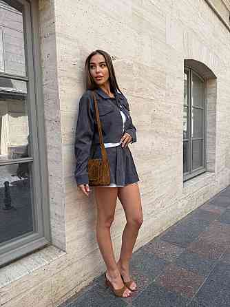 Жіночий стильний костюм-двійка: жакет і спідниця вельвет Графіт, 42/44 Одеса