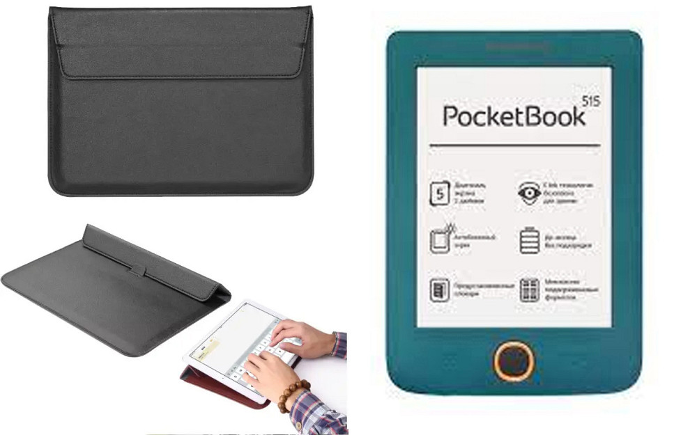 Чехол-конверт VitoCase для PocketBook Mini PB515, с функцией подставки для книги Черный Киев - изображение 1