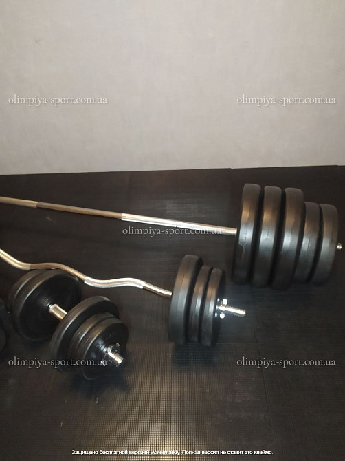 Штанга наборная 200 см + W-образный гриф + Гантели 142 кг Гантели, гири, штанги и диски ударопрочный пластик Киев - изображение 2
