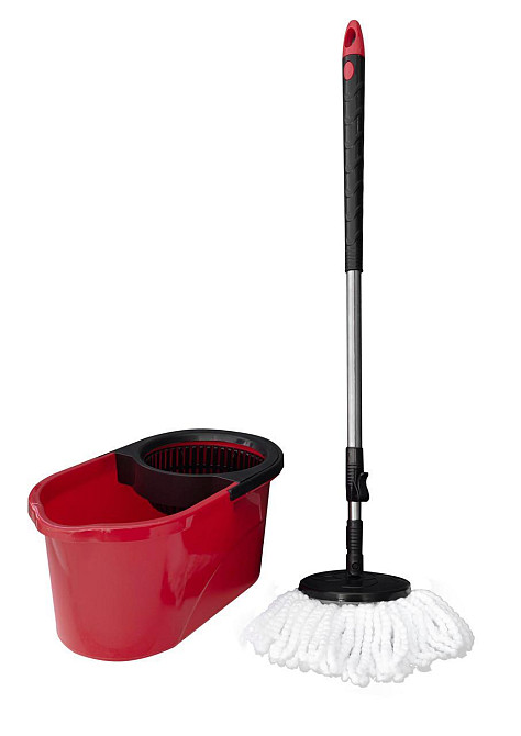 Набір Швабра МОП телескопічна  ручка, мікрофібра + відро 14л Харків - фото 1