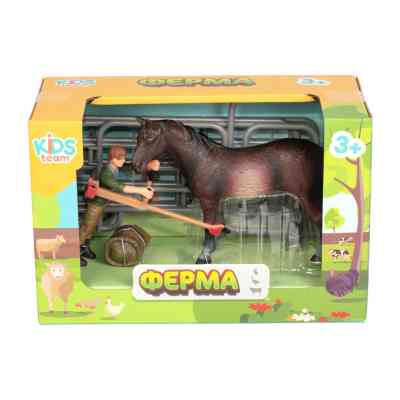 Фігурка Kids Team набір Ферма фермер, темно-гнеда кінь (Q9899-X3_2) Вінниця