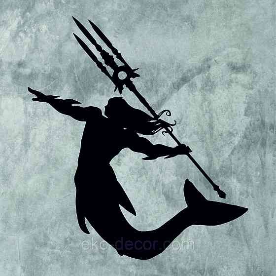 Декоративное настенное 3D Панно «Морской царь» Декор на стену с объемом 90*81 см., Черный Киев