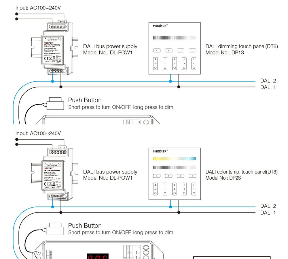 Miboxer LED контролер DALI, 5 в 1 RGB+CCT 15A DT8 IP20 Mi-light Київ - фото 6