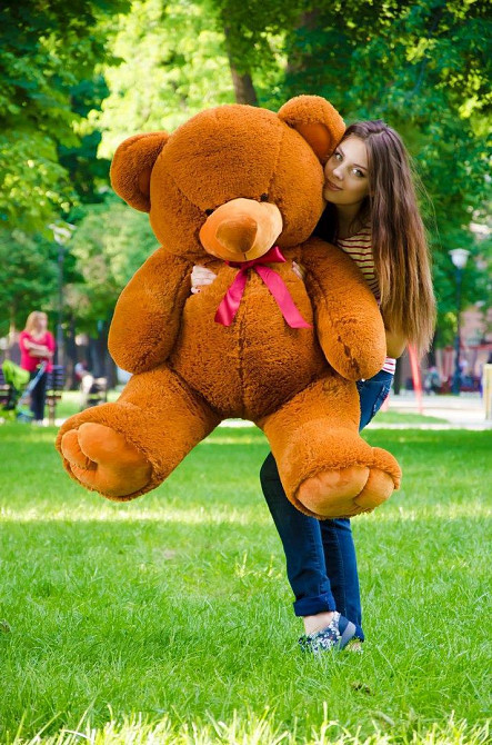 Плюшевий ведмедик М'яка іграшка Томии 150 см Коричневий Тернопіль - фото 4