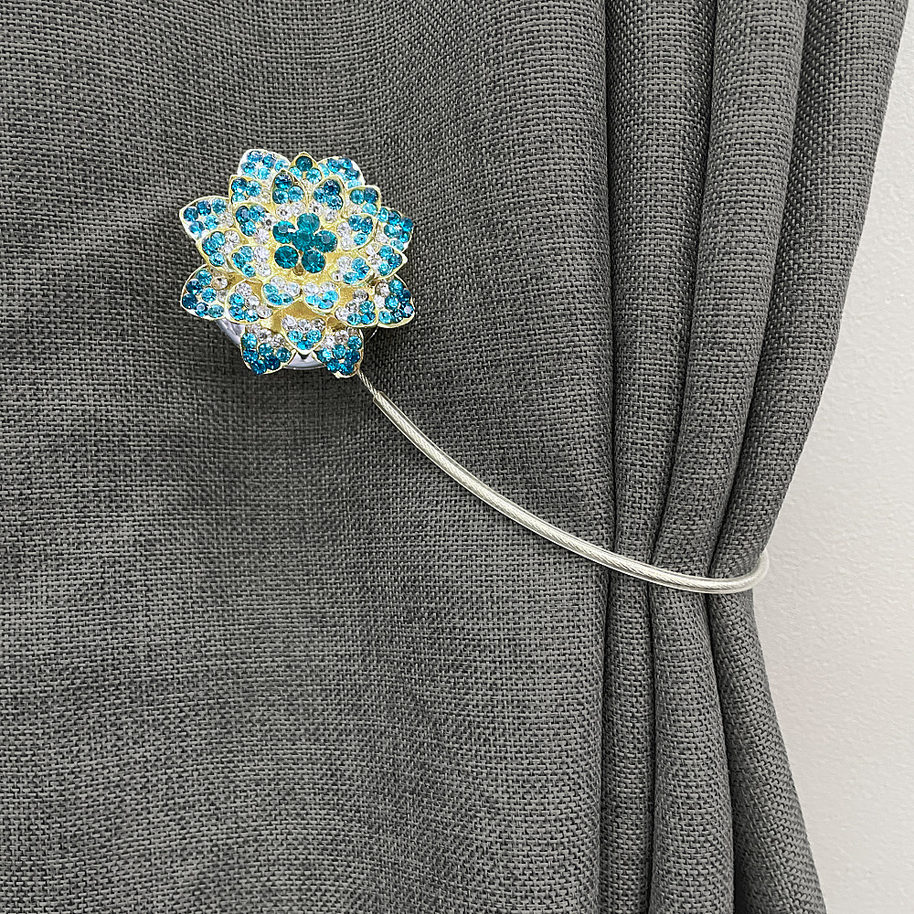 Магніти для штор та гардин "Flowers" набір 2 шт Бірюзовий з золотистим (81-202) Київ - фото 4