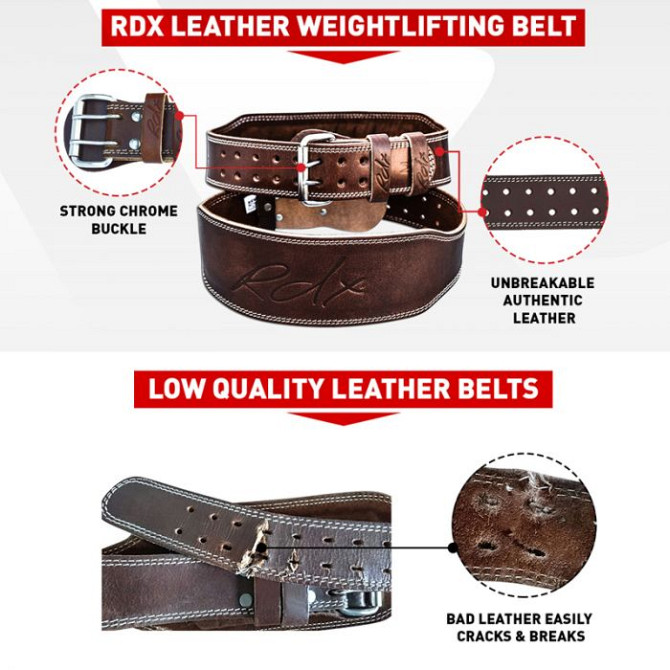 Пояс для важкої атлетики RDX Brown L Каменское - изображение 8