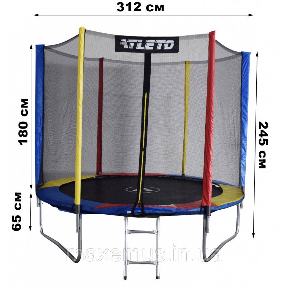 Детский батут Atleto 312 см с защитной сеткой батут для детей разноцветный Мостиська - фото 1