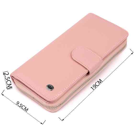 Вертикальний місткий гаманець зі шкіри жіночий ST Leather 19303 Рожевий Київ