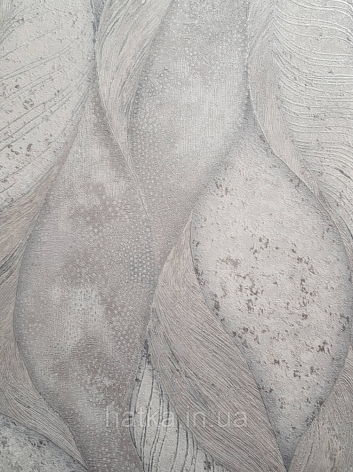Обои виниловые на флизелине метровые Sintra Edelina абстракция волны листья 3д серые серебро Киев - изображение 2