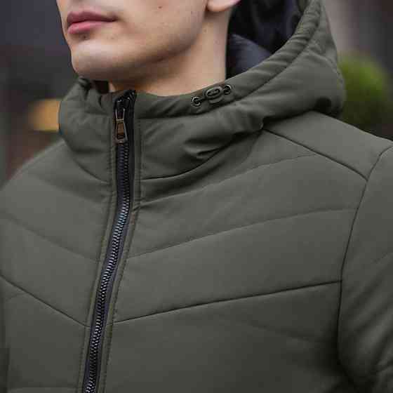 Зимова чоловіча куртка тепла з капюшоном коротка Frost Pobedov Winter Jacket Dzen хакі 3XL Одеса