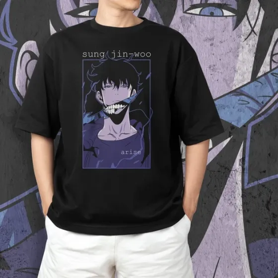 Футболка для подростка мальчика с принтом 140olo Leveling 140ung Jin-Woo 2 Размер 160 Anime10639 Днепр