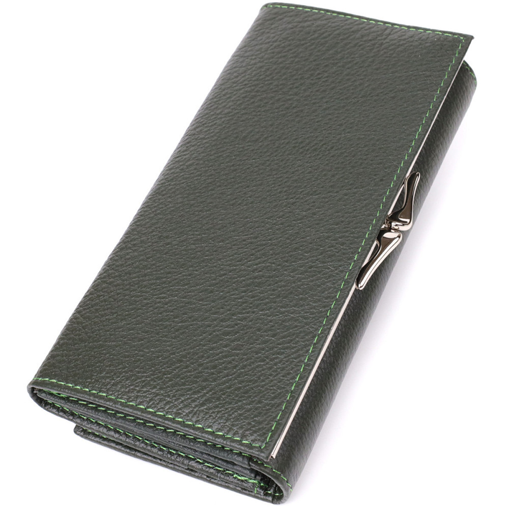 Стильний гаманець для жінок з монетницею із натуральної шкіри ST Leather 23106 Зелений Київ - фото 9