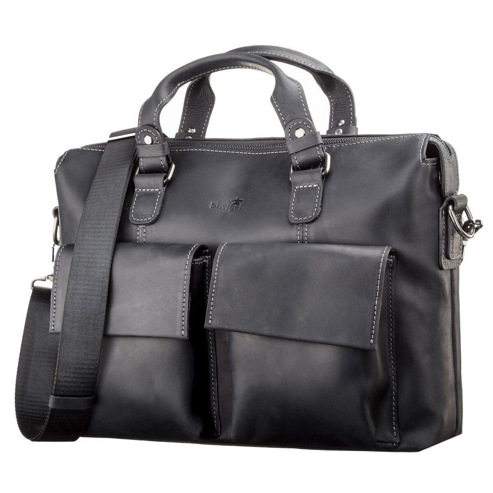 Сумка для ноутбука SHVIGEL 11111 кожаная Черная Киев - изображение 7
