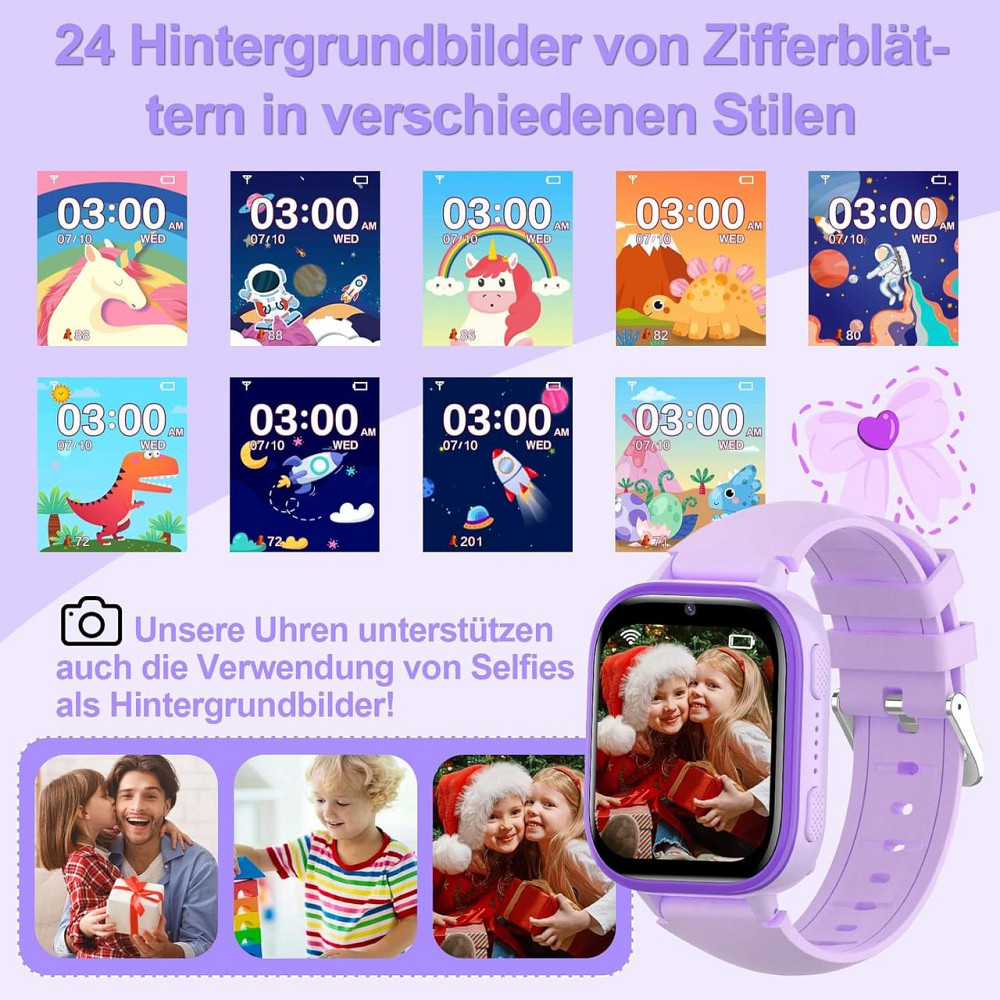 Детские смарт-часы со звонками, играми, аудиокнигами, сказками, учебными карточками, фиолетовый, на подарок Киев - изображение 2