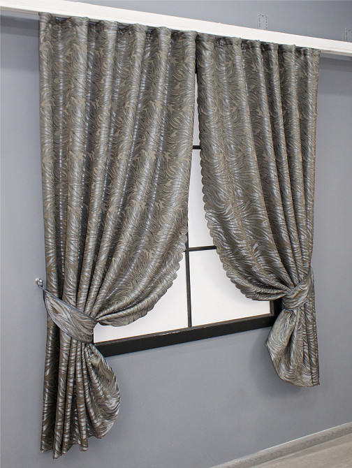 Комплект коротких штор VR-Textil Жаккард Magic № 1609ш Хаки 145х170 см 2 шт (35-0244) Киев - изображение 2