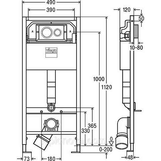 Модуль-бачок для подвесного унитаза Prevista Dry VIEGA 792855 (с кнопкой и креплением) Черновцы