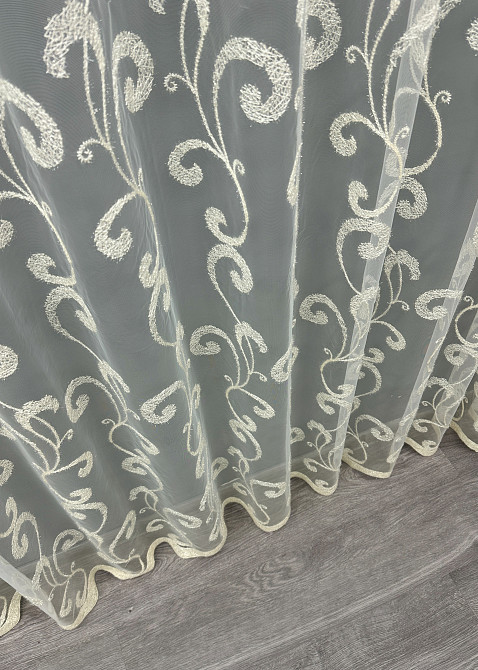 Тюль фатин с вышивкой и люрексом цвет молочный 1684т Киев - изображение 7