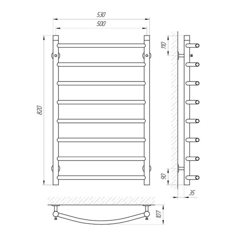 Водяна сушарка для рушників Laris Класик П8 500x800 Київ - фото 6